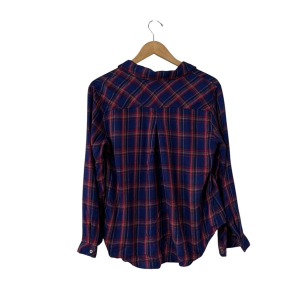 ANTHROPOLOGIE Cloth & Stone Shoshanne Button Down Flannel Shirt Top - Picture 4 of 5